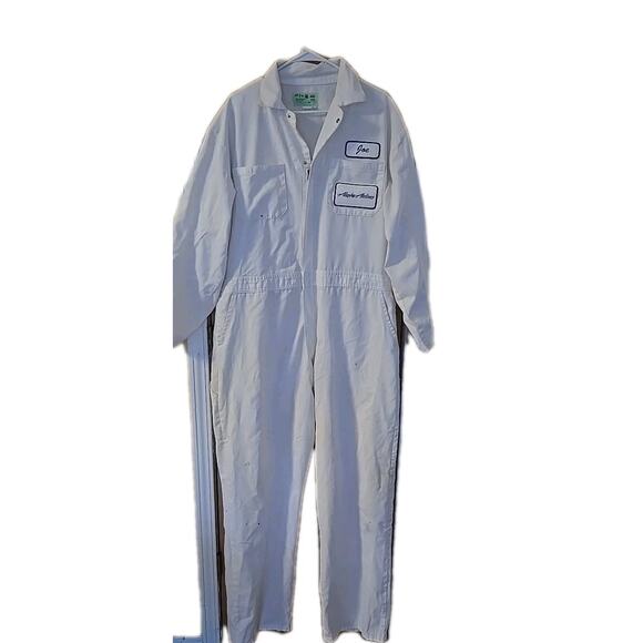Vintage ALASKA AIRLINES White Coveralls Size 48L Workwear Jumpsuit White DINGY - Picture 6 of 10